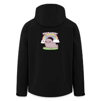 Mach dir keine Sorgen, sei siegelhaft, niedlich, dicker Robbe und Regenbogen - Recycelte Männer Softshell-Jacke von Stanley/Stella - Schwarz - Hinten - AI Model Male 185 light (185cm)