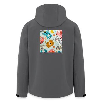 Verspielte Weltraumtier-Collage - Recycelte Männer Softshell-Jacke von Stanley/Stella - Anthrazit - Hinten - AI Model Male 185 light (185cm)