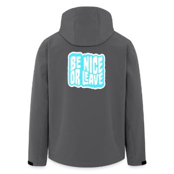Be Nice Or Leave Lustig Statement Haltung Spruch - Recycelte Männer Softshell-Jacke von Stanley/Stella - Schwarz - Hinten - AI Model Male 185 light (185cm)