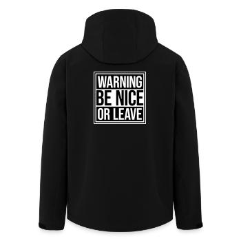 Be Nice Or Leave Lustig Statement Haltung Spruch - Recycelte Männer Softshell-Jacke von Stanley/Stella - Schwarz - Hinten - AI Model Male 185 light (185cm)
