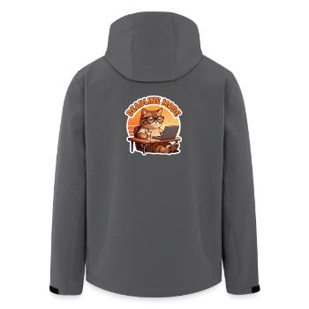 Chat im Büro im Deadline-Modus - Recycelte Männer Softshell-Jacke von Stanley/Stella - Anthrazit - Hinten - AI Model Male 185 light (185cm)