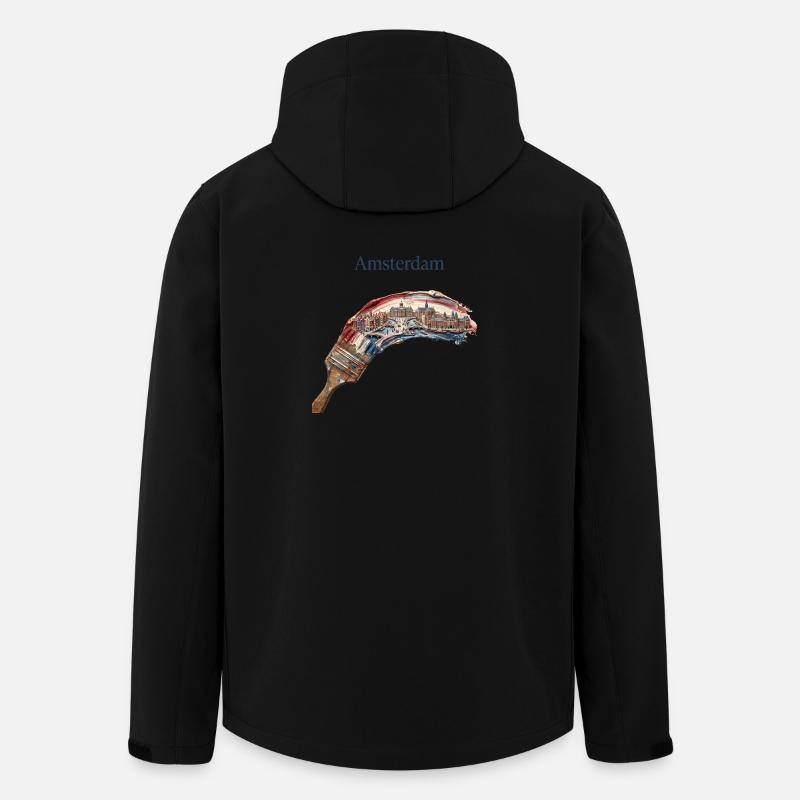 Amsterdam Pinselstreifen Stadtbild - Recycelte Männer Softshell-Jacke von Stanley/Stella - Schwarz