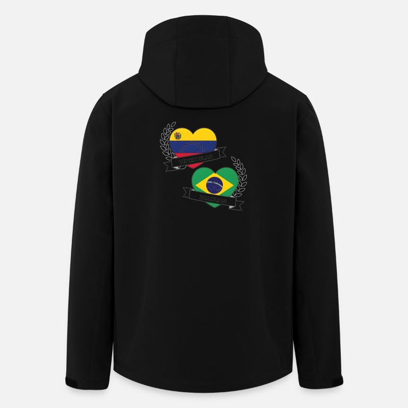 Drapeaux coeur brésilien vénézuélien  - Veste softshell homme en polyester recyclé Stanley/Stella - noir