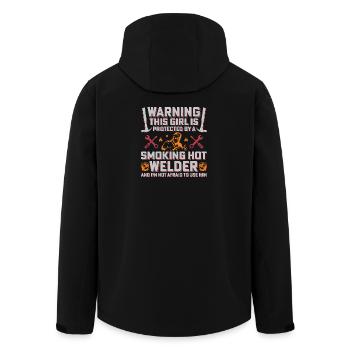 Avertissement : Soudeur protège sa copine - Veste softshell homme en polyester recyclé Stanley/Stella - noir - Dos - AI Model Male 185 light (185cm)