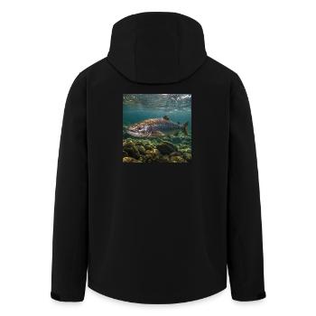 Motif sous-marin du saumon - Veste softshell homme en polyester recyclé Stanley/Stella - noir - Dos - AI Model Male 185 light (185cm)