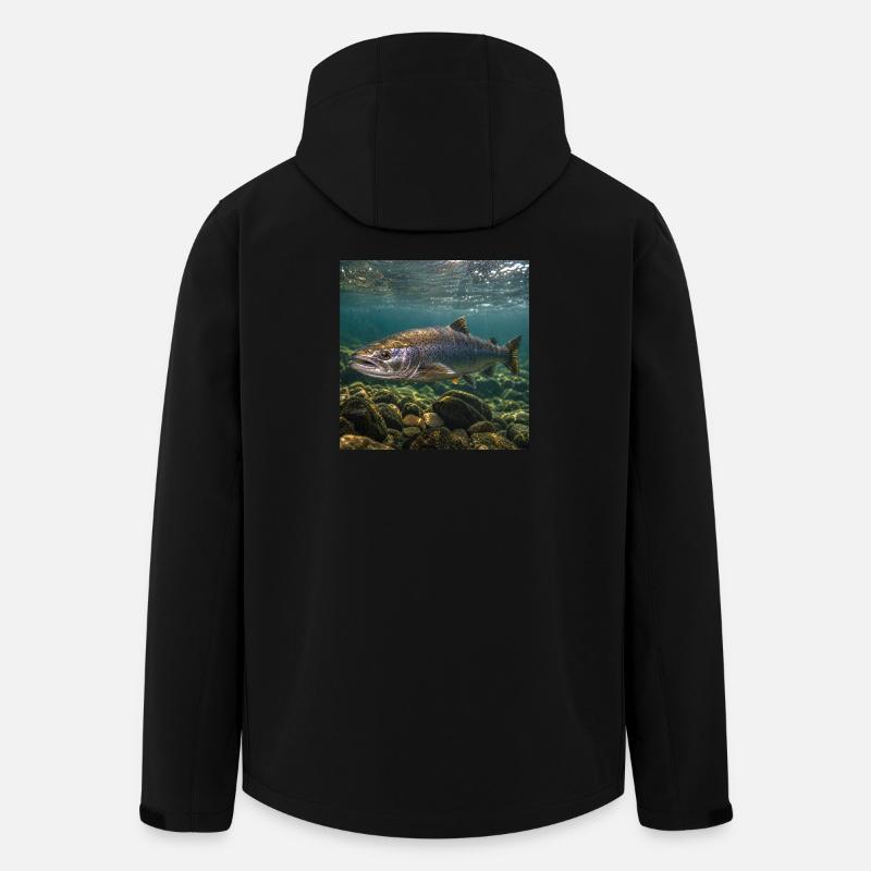 Lachs-Unterwassermotiv - Recycelte Männer Softshell-Jacke von Stanley/Stella - Schwarz