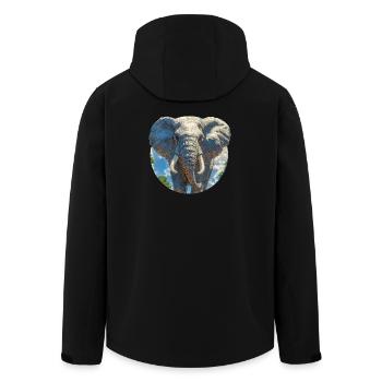 Elefantendesign - Recycelte Männer Softshell-Jacke von Stanley/Stella - Schwarz - Hinten - AI Model Male 185 light (185cm)