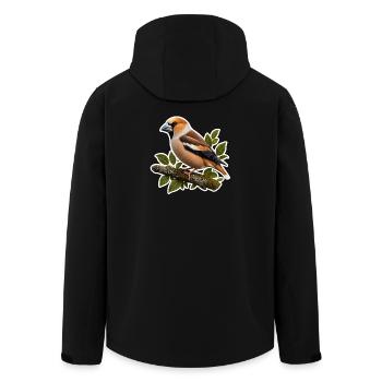 Edler Kernbeißer Sticker – Detailreiche Natur-Illu - Recycelte Männer Softshell-Jacke von Stanley/Stella - Schwarz - Hinten - AI Model Male 185 light (185cm)