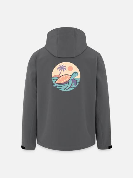 Retro turtle on the beach - Men’s Recycled Softshell Jacket by Stanley/Stella - black