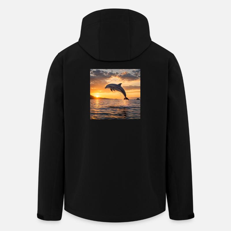 Delfin bei Sonnenuntergang - Recycelte Männer Softshell-Jacke von Stanley/Stella - Schwarz