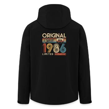 40. Geburtstag, 40 Jahre - Recycelte Männer Softshell-Jacke von Stanley/Stella - Schwarz - Hinten - AI Model Male 185 light (185cm)