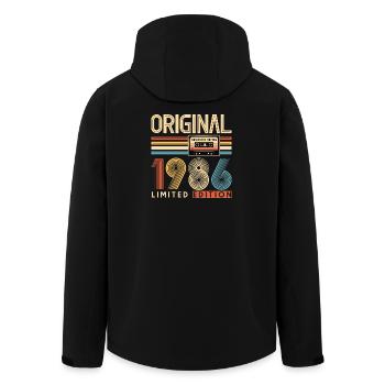 40. Geburtstag, 40 Jahre - Recycelte Männer Softshell-Jacke von Stanley/Stella - Schwarz - Hinten - AI Model Male 185 light (185cm)