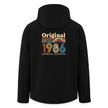 40. Geburtstag, 40 Jahre - Recycelte Männer Softshell-Jacke von Stanley/Stella - Schwarz - Hinten - AI Model Male 185 light (185cm)