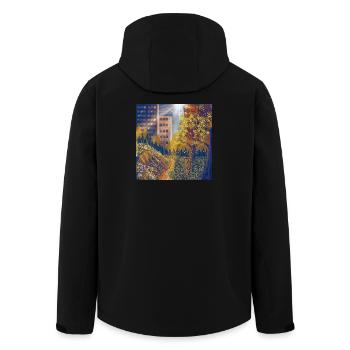 Itinéraire d’automne entre la ville et le parc - Veste softshell homme en polyester recyclé Stanley/Stella - noir - Dos - AI Model Male 185 light (185cm)