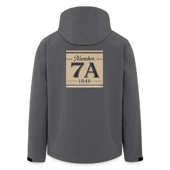 Vintage 7A 1948 Numeral Emblem - Men’s Recycled Softshell Jacket by Stanley/Stella - black - Back - AI Model Male 185 light (185cm)