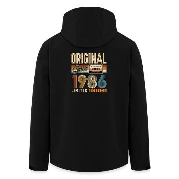 40. Geburtstag, 40 Jahre - Recycelte Männer Softshell-Jacke von Stanley/Stella - Schwarz - Hinten - AI Model Male 185 light (185cm)