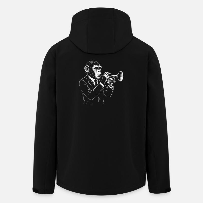 Trompette de jazz chimpanzé en costume - Veste softshell homme en polyester recyclé Stanley/Stella - noir