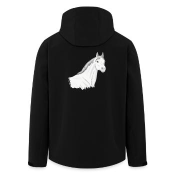 Der Kopf eines hellgrauen Abbayan-Pferdes - Recycelte Männer Softshell-Jacke von Stanley/Stella - Schwarz - Hinten - AI Model Male 185 light (185cm)
