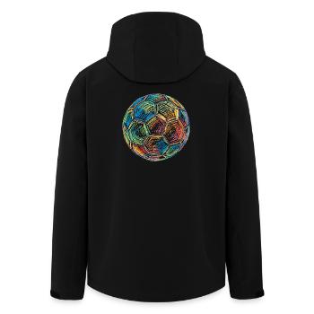 Soccer Ball Football Colorful Drawing Art Print - Men’s Recycled Softshell Jacket by Stanley/Stella - black - Back - AI Model Male 185 light (185cm)