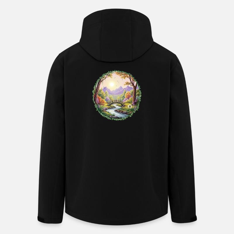 Frühlingsfarbene Landschaftsbrücke - Recycelte Männer Softshell-Jacke von Stanley/Stella - Schwarz