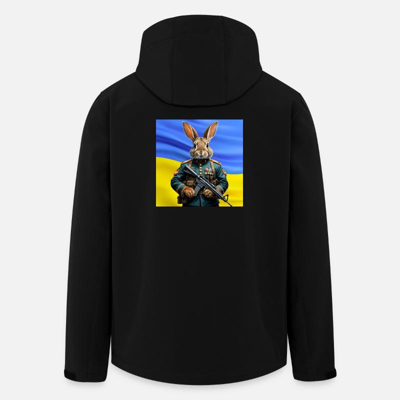 Guardian Rabbit: Held der Ukraine - Recycelte Männer Softshell-Jacke von Stanley/Stella - Schwarz