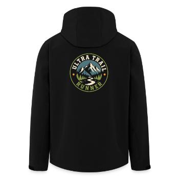 Ultra Trail Runner Scenic Mountain Badge - Men’s Recycled Softshell Jacket by Stanley/Stella - black - Back - AI Model Male 185 light (185cm)