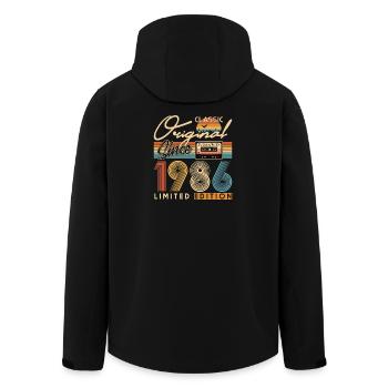 40. Geburtstag, 40 Jahre - Recycelte Männer Softshell-Jacke von Stanley/Stella - Schwarz - Hinten - AI Model Male 185 light (185cm)