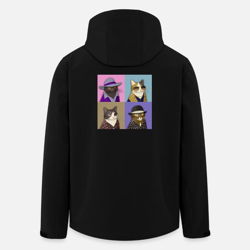 Badass Cat Quartet - Recycelte Männer Softshell-Jacke von Stanley/Stella - Schwarz