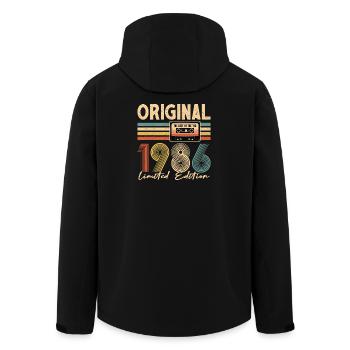 40. Geburtstag, 40 Jahre - Recycelte Männer Softshell-Jacke von Stanley/Stella - Schwarz - Hinten - AI Model Male 185 light (185cm)