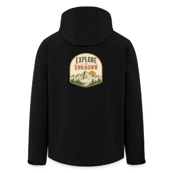 Explore the unknown - Men’s Recycled Softshell Jacket by Stanley/Stella - black - Back - AI Model Male 185 light (185cm)