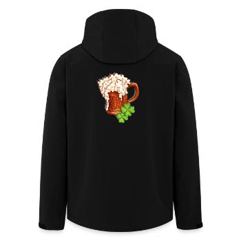 Bierkrug und Kleeblatt Design - Recycelte Männer Softshell-Jacke von Stanley/Stella - Schwarz - Hinten - AI Model Male 185 light (185cm)