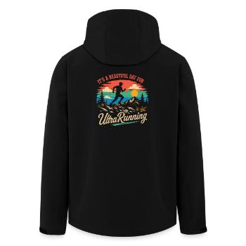 Es ist ein wunderschöner Tag zum Ultralaufen - Recycelte Männer Softshell-Jacke von Stanley/Stella - Schwarz - Hinten - AI Model Male 185 light (185cm)