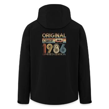 40. Geburtstag, 40 Jahre - Recycelte Männer Softshell-Jacke von Stanley/Stella - Schwarz - Hinten - AI Model Male 185 light (185cm)