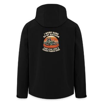I work hard for the raccoon - Men’s Recycled Softshell Jacket by Stanley/Stella - black - Back - AI Model Male 185 light (185cm)