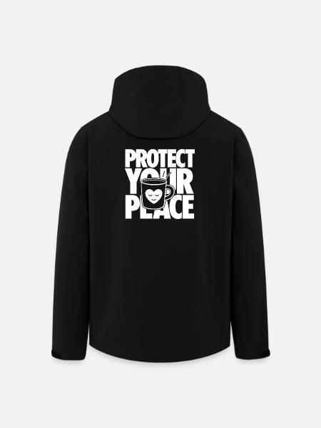 Devis Protect Your Peace Coffee - Veste softshell homme en polyester recyclé Stanley/Stella - noir
