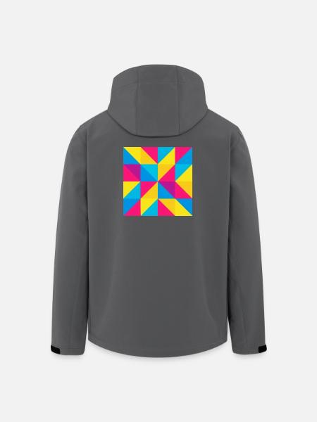 Vivid Triangular Mosaic - Men’s Recycled Softshell Jacket by Stanley/Stella - black