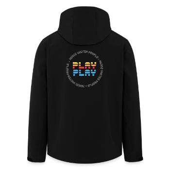 MUSIK VEREINT MENSCHEN 1 - Recycelte Männer Softshell-Jacke von Stanley/Stella - Schwarz - Hinten - AI Model Male 185 light (185cm)