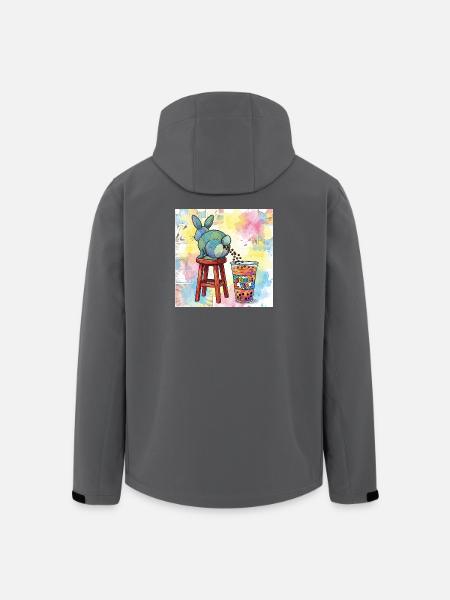 Cute Bunny Funny Boba Bubble Tea - Men’s Recycled Softshell Jacket by Stanley/Stella - black