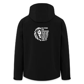 Sois fort - Josué 1:9 - Style chrétien du Lion - Veste softshell homme en polyester recyclé Stanley/Stella - noir - Dos - AI Model Male 185 light (185cm)