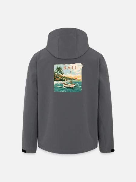 Bali Tropical Boat at Sunset - Men’s Recycled Softshell Jacket by Stanley/Stella - black