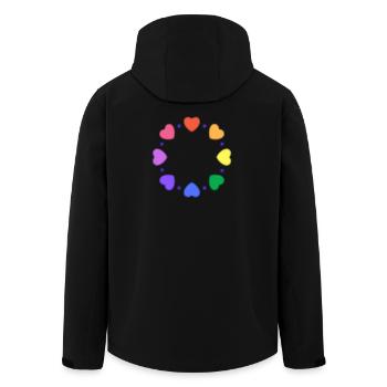Bunter Herzkreis aus Herzen - Recycelte Männer Softshell-Jacke von Stanley/Stella - Schwarz - Hinten - AI Model Male 185 light (185cm)