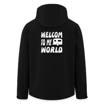 Camping - Men’s Recycled Softshell Jacket by Stanley/Stella - black - Back - AI Model Male 185 light (185cm)
