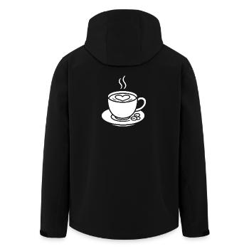 Coffee cup with heart for connoisseurs - Men’s Recycled Softshell Jacket by Stanley/Stella - black - Back - AI Model Male 185 light (185cm)