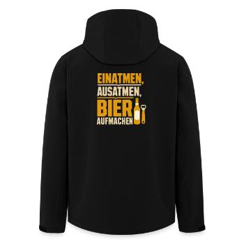 Einatmen Ausatmen Bier Aufmachen Spruch - Recycelte Männer Softshell-Jacke von Stanley/Stella - Schwarz - Hinten - AI Model Male 185 light (185cm)