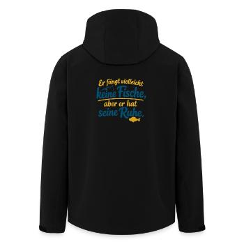 Er Fängt Vielleicht Keine Fische Aber Seine Ruhe - Recycelte Männer Softshell-Jacke von Stanley/Stella - Schwarz - Hinten - AI Model Male 185 light (185cm)