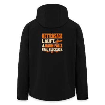 Kettensäge Läuft Baum Fällt Frau Glücklich - Recycelte Männer Softshell-Jacke von Stanley/Stella - Schwarz - Hinten - AI Model Male 185 light (185cm)