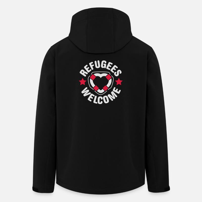 refugees rettungsring herz - Recycelte Männer Softshell-Jacke von Stanley/Stella - Schwarz