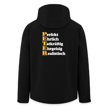 Peter , Vorname,Namensschild,Name,Fun Shirt (25) - Recycelte Männer Softshell-Jacke von Stanley/Stella - Schwarz - Hinten - AI Model Male 185 light (185cm)