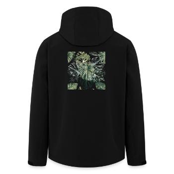 Tropical Monstera Leaves Pattern - Men’s Recycled Softshell Jacket by Stanley/Stella - black - Back - AI Model Male 185 light (185cm)
