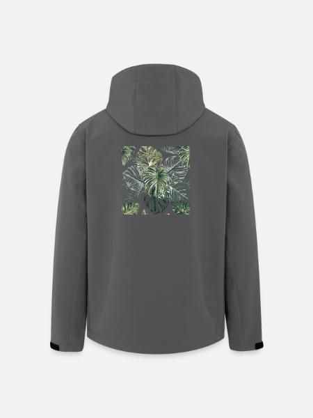 Tropical Monstera Leaves Pattern - Men’s Recycled Softshell Jacket by Stanley/Stella - black